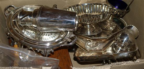Plated breakfast dish and a quantity of silver and plated items